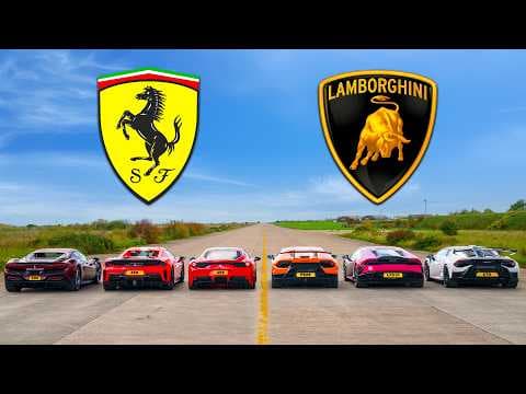 Ferrari v Lambo DRAG RACE: Speciale v Pista v STO v Performante