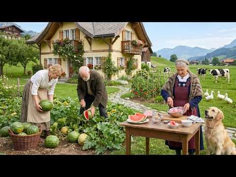Alpine Homestead Living in Switzerland | Watermelon Picking & Ice Cream Making