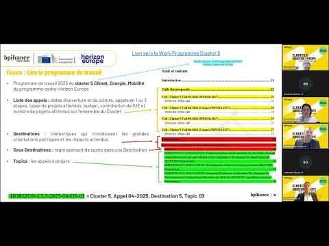 Replay - Horizon Europe : Guide des appels à projets 2026-2027 - Cluster 5 Climat & Energie