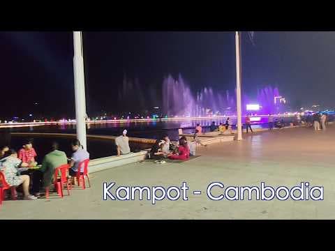 Kampot at night along the river