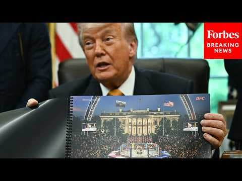 Trump Shows Rendering Of Upcoming UFC Fight Outside The White House