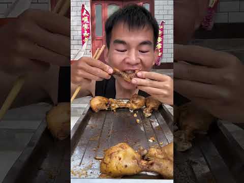 Big eater eats chicken leg