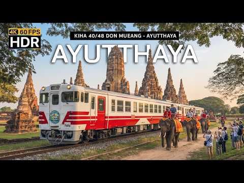 🇹🇭 4K HDR | Riding Train KiHa 40/48 🇯🇵 Don Mueang - Ayutthaya route | THAILAND TRAVEL VLOG