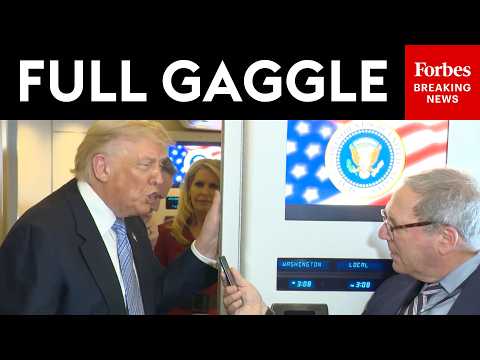 President Trump Speaks To Reporters On Air Force One After Meeting With Chinese President Xi Jinping